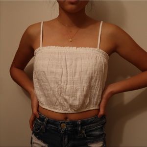 Aerie Cropped White Tank